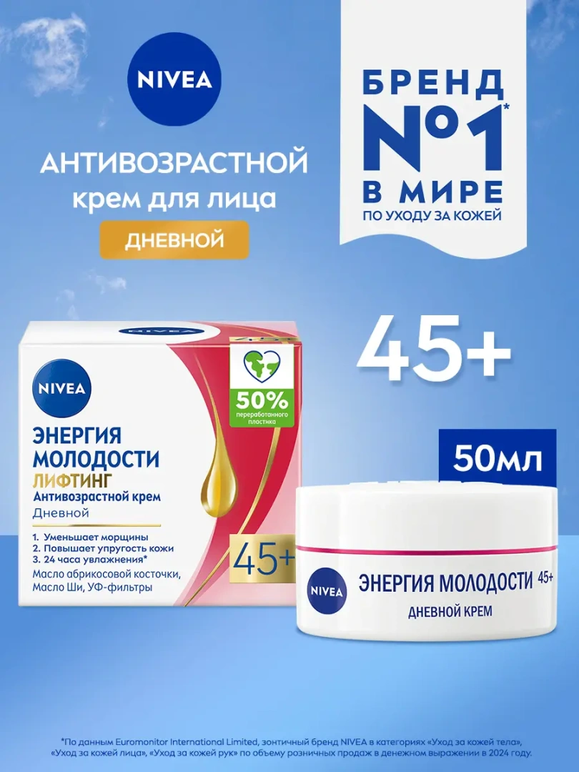NIVEA-VISAGE крем д/лица дневной энергия молодости 45+ 50мл 81271